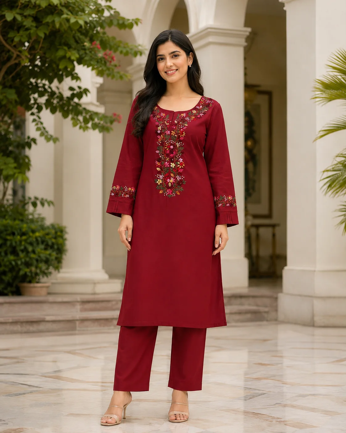 Pure cotton coordset with hand embroidery