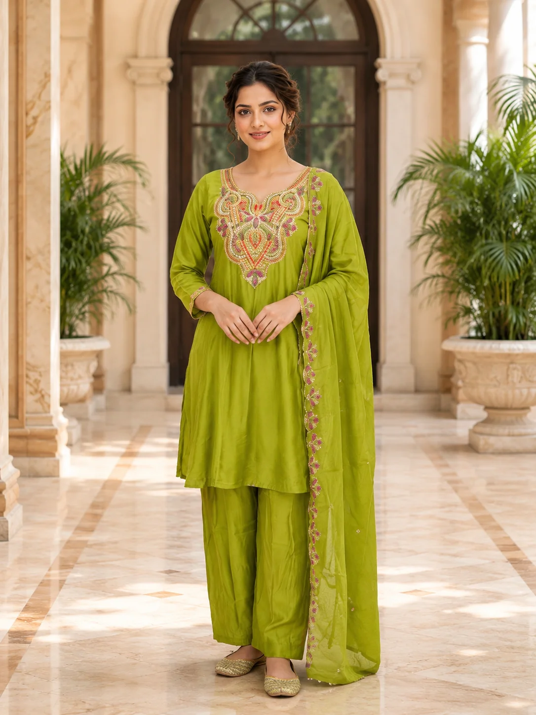 Roman Silk Embroidered Suit